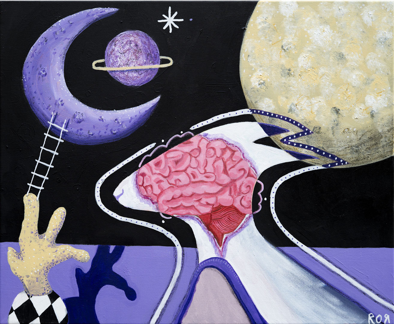 Space fox - 50cm x 60cm Original sur toile : 420€ TTC Print numéroté : 60€ TTC